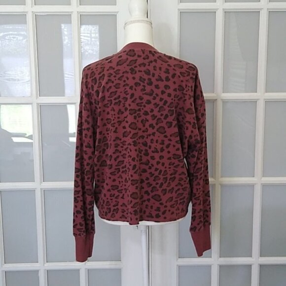 Sundry Leopard Drapey Sweatshirt Maroon - Picture 7 of 15
